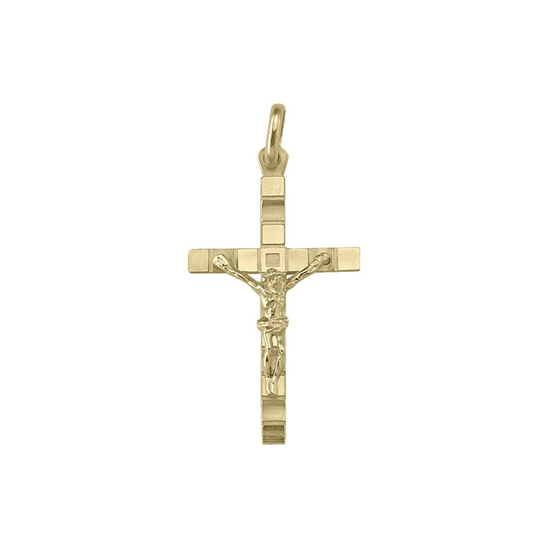 14 Karat Yellow Gold Classic Italian Cross Pendant With Crucifix