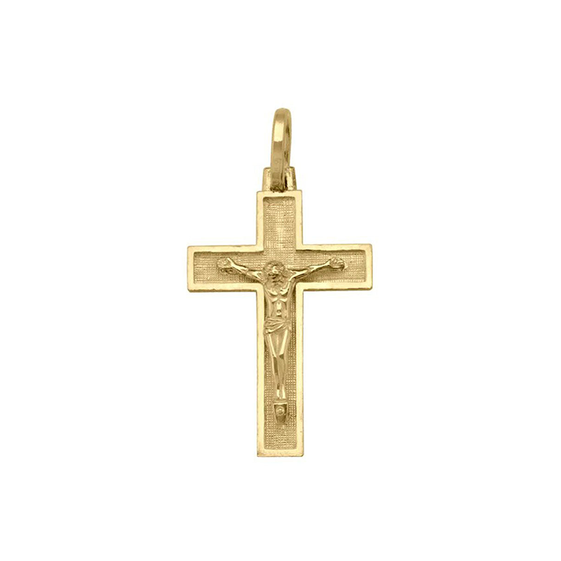 10k, 14k Yellow Gold Religious Italian Cross with Crucifix