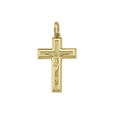 10k, 14k Yellow Gold Religious Italian Cross with Crucifix