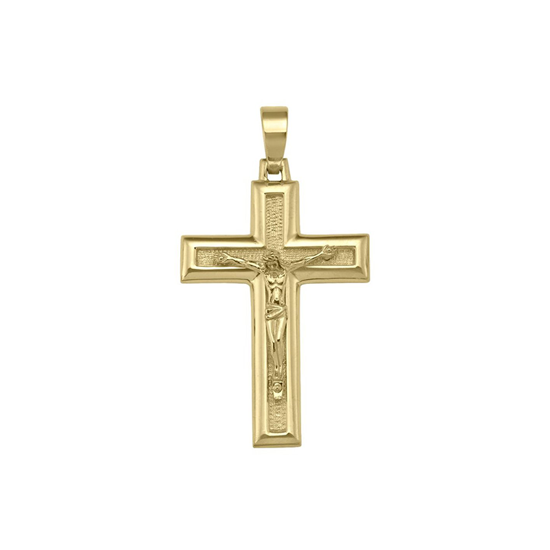 10k, 14k Yellow Gold Religious Italian Cross with Crucifix