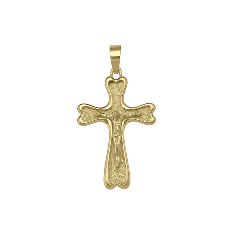 10k, 14k Yellow Gold Solid Religious Italian Cross with Crucifix