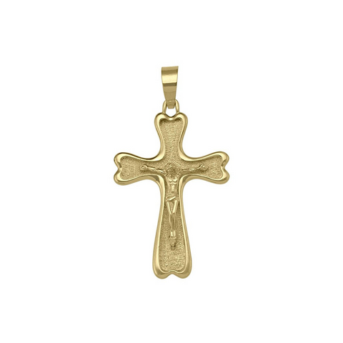 10k, 14k Yellow Gold Solid Religious Italian Cross with Crucifix