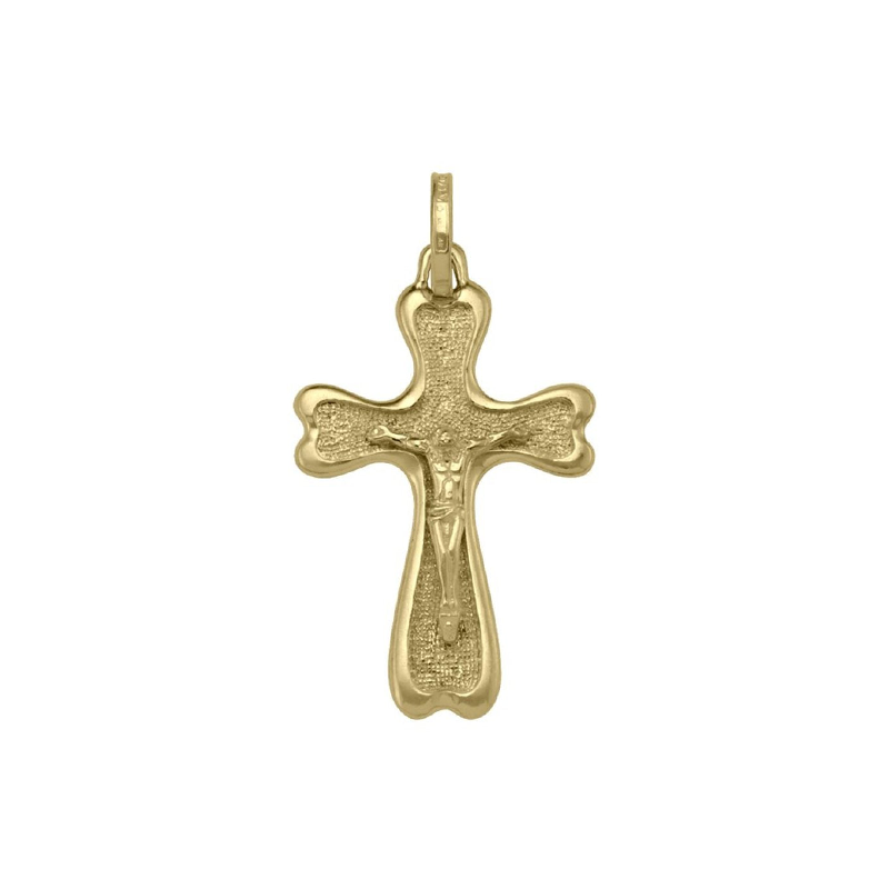 10k, 14k Yellow Gold Solid Religious Italian Cross with Crucifix