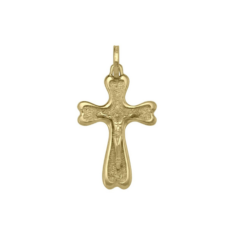 10k, 14k Yellow Gold Solid Religious Italian Cross with Crucifix