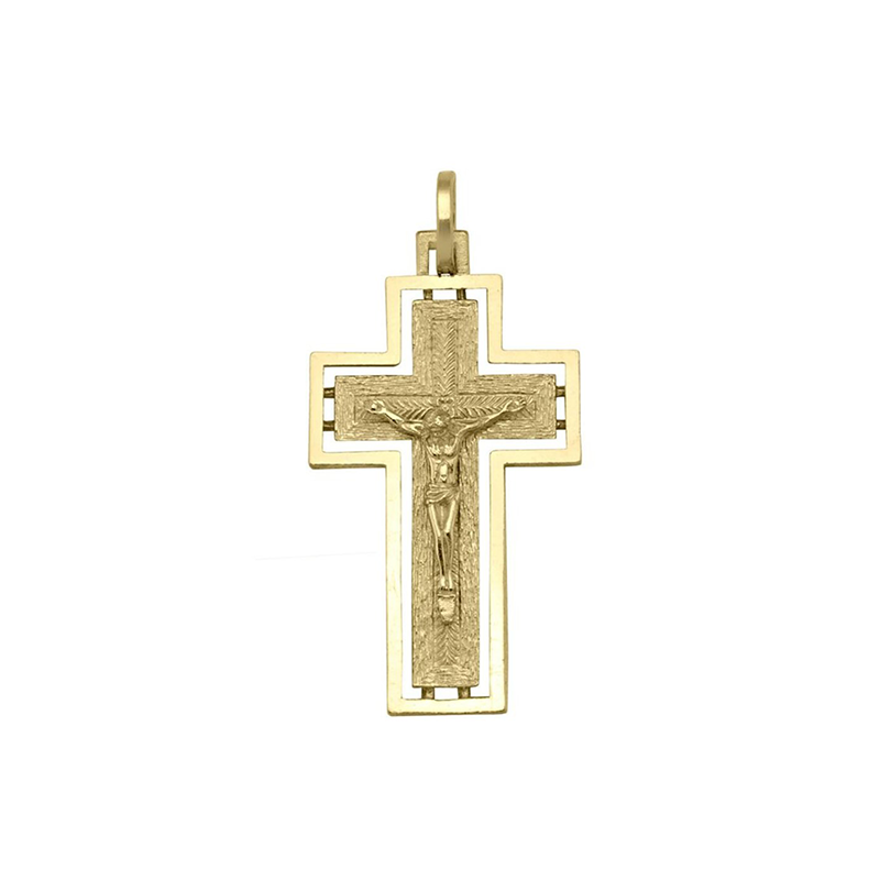 10k, 14k Yellow Gold Solid Religious Italian Cross in Cross with Crucifix
