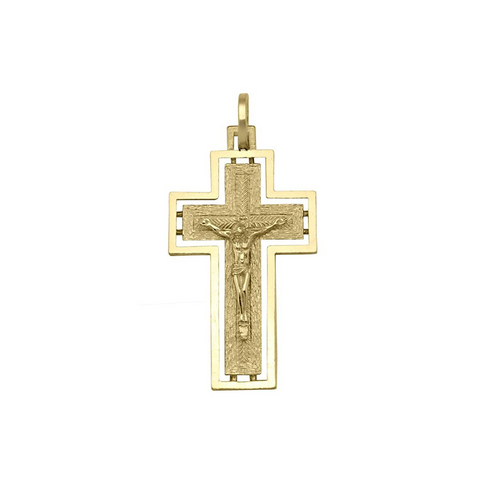 10k, 14k Yellow Gold Solid Religious Italian Cross in Cross with Crucifix