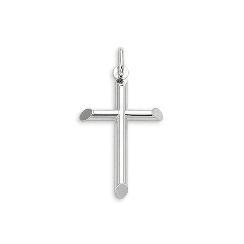 10, 14 Karat White Gold Medium Religious Classic Italian Cross