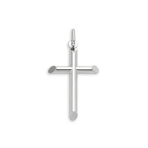 10, 14 Karat White Gold Medium Religious Classic Italian Cross