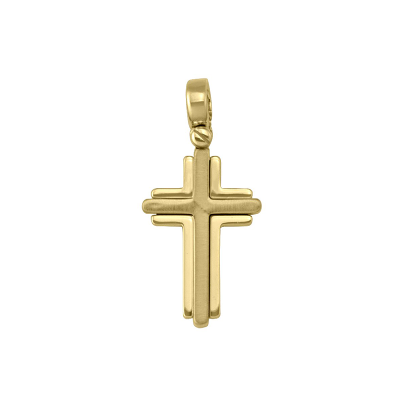14 Karat Yellow Gold Modern Religious Italian Cross