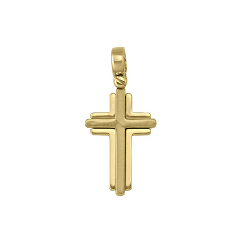 14 Karat Yellow Gold Modern Religious Italian Cross