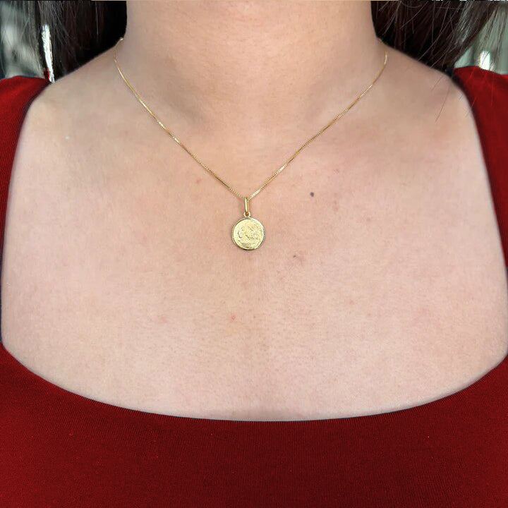 10, 14 Karat Yellow Gold Solid Baptism Medalion