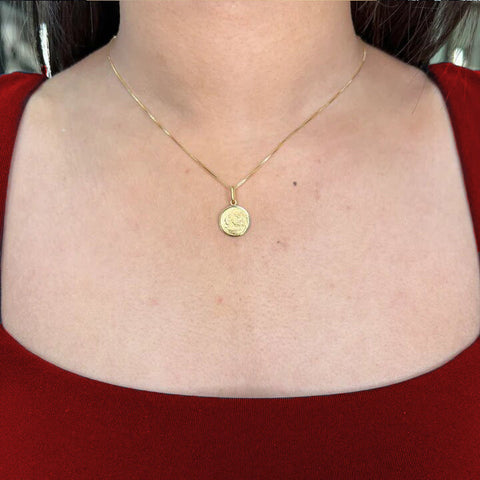 10, 14 Karat Yellow Gold Solid Baptism Medalion