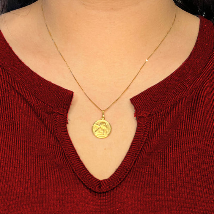 10, 14 Karat Yellow Gold Solid Angel Medallion