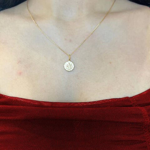 10, 14 Karat Yellow Gold Small Hollow Confirmation Medalion
