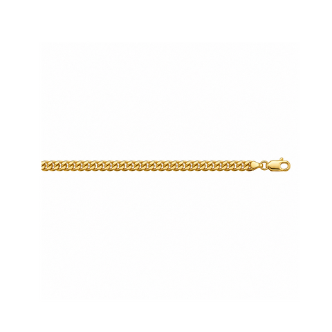 10, 14 Karat Yellow Gold Domed Link 3.5 mm Italian Curb Bracelet