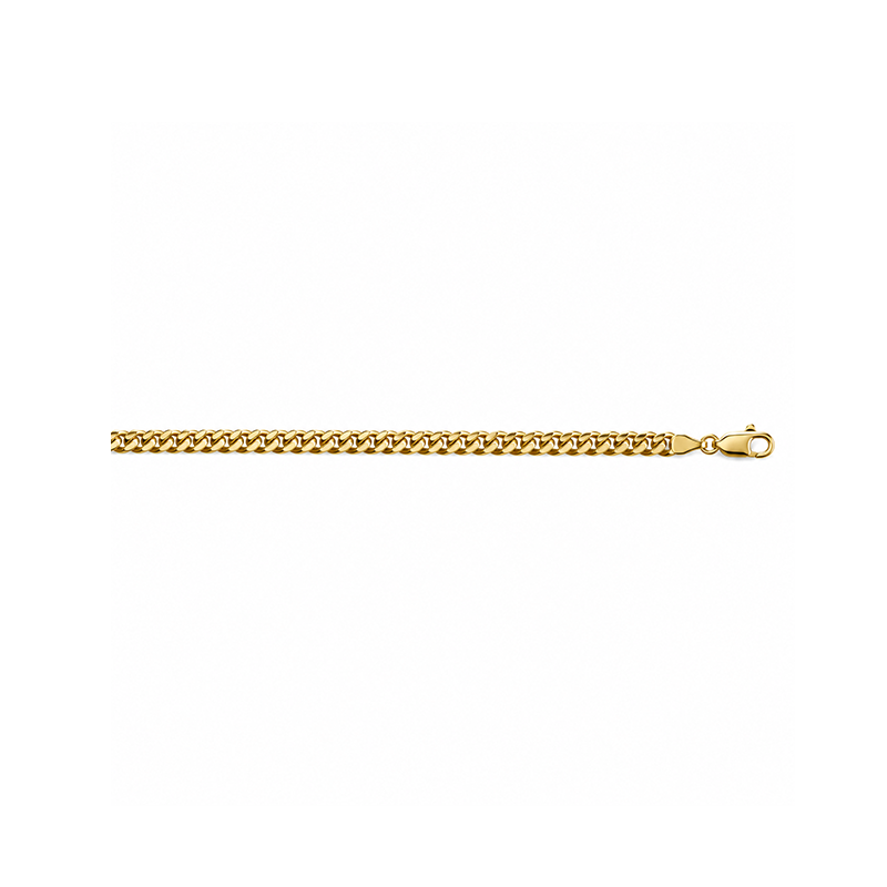 10, 14 Karat Yellow Gold Domed Link 4.2 mm Italian Bracelet