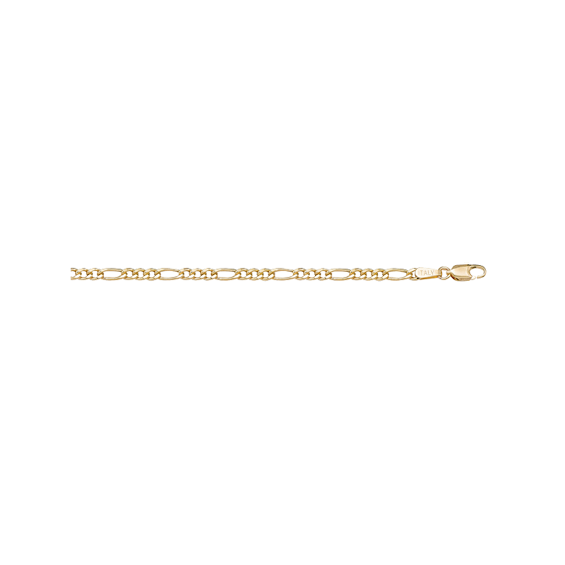 10k, 14k Yellow Gold Hollow Figaro 3.4 mm Italian Chain