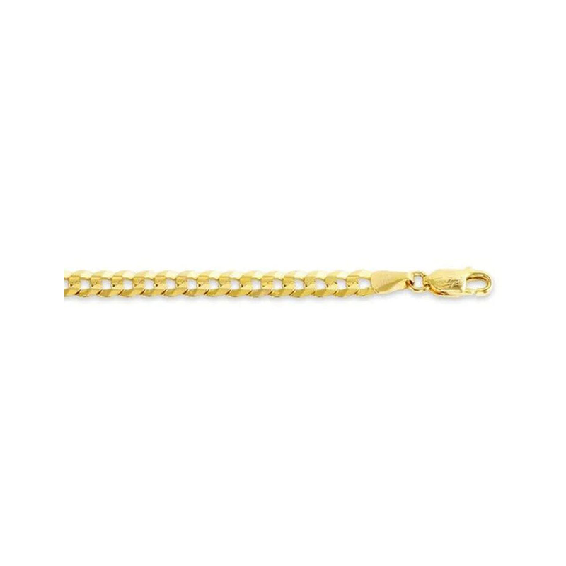 10, 14 Karat Yellow Hollow Curb 3.5 mm Italian Bracelet