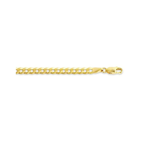 10, 14 Karat Yellow Hollow Curb 3.5 mm Italian Bracelet