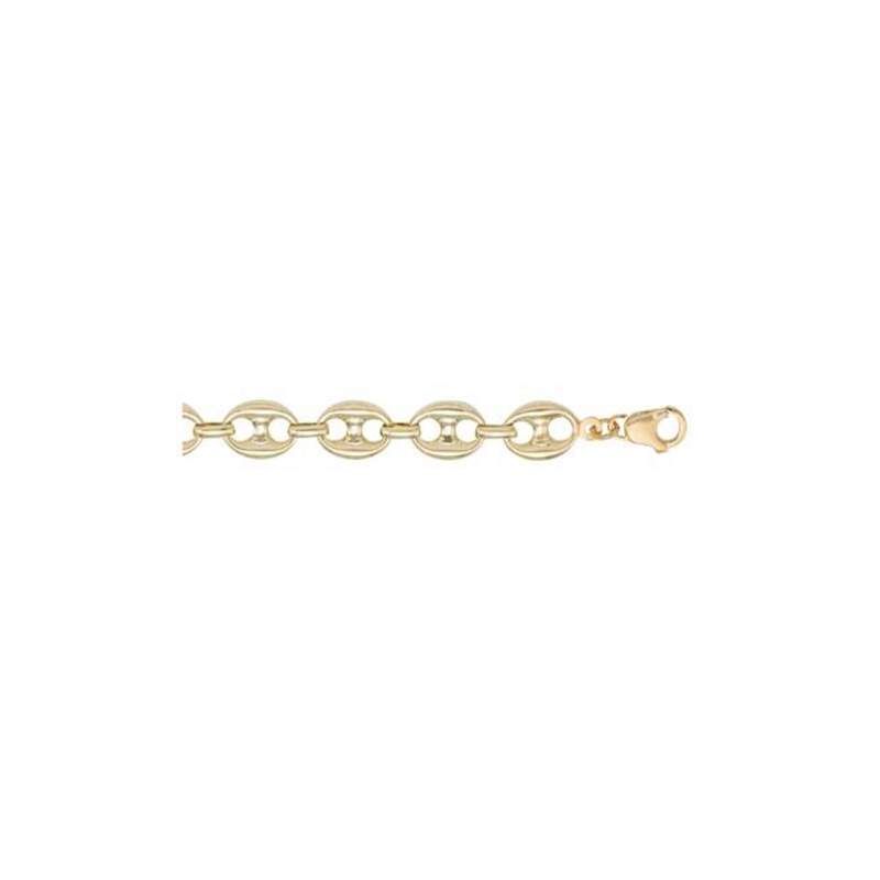 10, 14 Karat Yellow Gold Hollow Puffed Anchor 11.0 mm Italian Bracelet