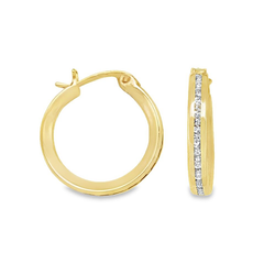 10k Yellow Gold CZ Round Hoop Earrings