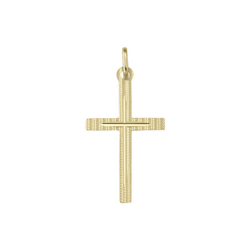 14 Karat Yellow Gold Religious Italian Cross in Cross Pendant