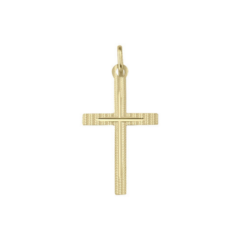 14 Karat Yellow Gold Religious Italian Cross in Cross Pendant