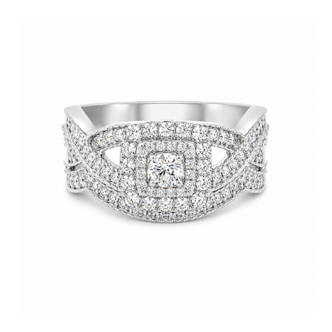 14K White Gold 0.72TDW Diamond Engagement Ring