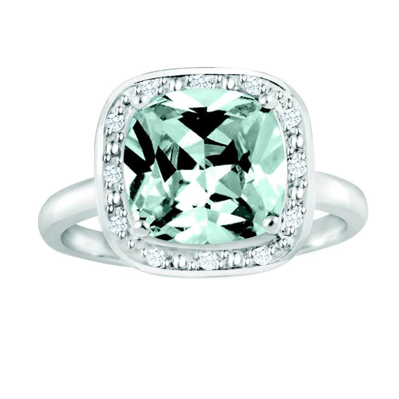 March Birthstone Ring with Diamond Accent set in Sterling Silver 8765039