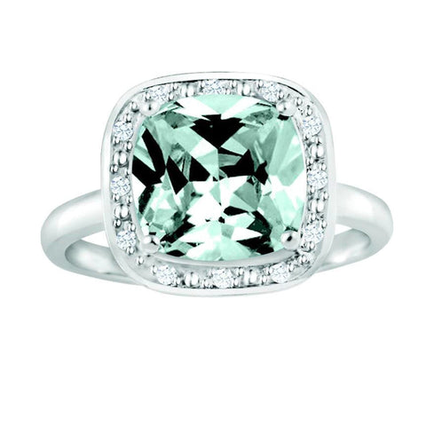 March Birthstone Ring with Diamond Accent set in Sterling Silver 8765039