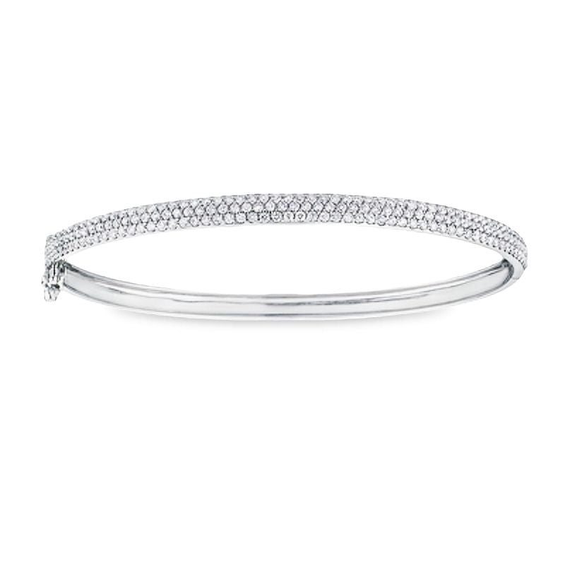 10K White Gold 1.50TDW Carat Diamond Pave Set Bangle