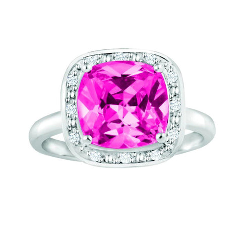 October Birthstone Ring with Diamond Accent set in Sterling Silver
