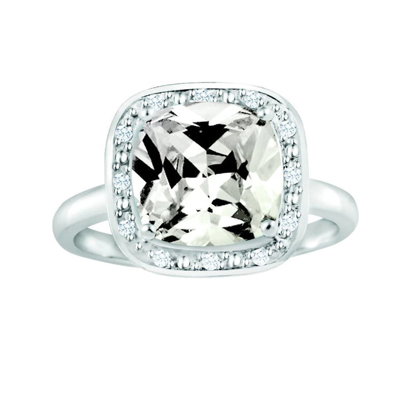 April Birthstone Ring with Diamond Accent set in Sterling Silver 8765049