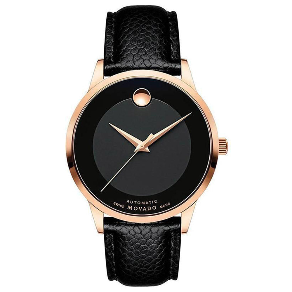 Movado Modern Classic Black Leather Automatic Men&#39;s Watch 0607124