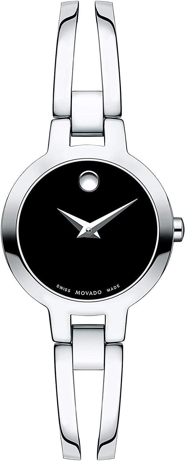 Movado Amorosa Black Dial Stainless Steel Quartz Women&#39;s Watch 0607153