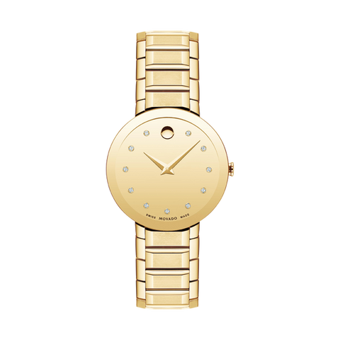 Movado Quartz Diamond Gold Dial Women's Watch 0607550