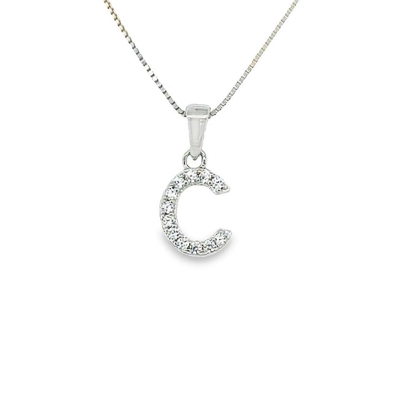 Cubic Zirconia and Sterling Silver Initial C Pendant