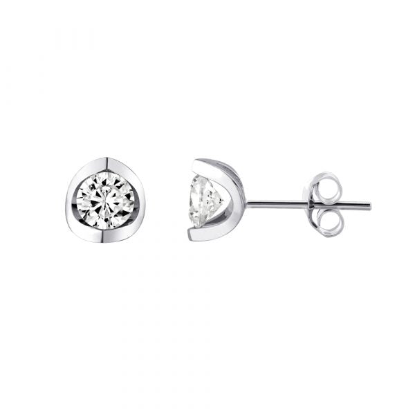 Canadian Diamond 0.40ct Solitaire Earrings in Tension Set in 14K White Gold