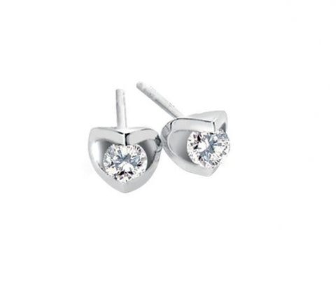 Canadian Diamond 0.25ct Solitaire Earrings in Tension Set in 14K White Gold