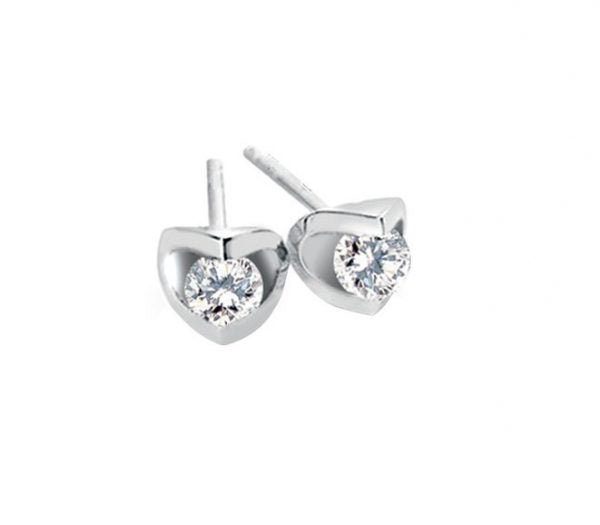 Canadian Diamond 0.15ct Solitaire Earrings in Tension Set in 14K White Gold