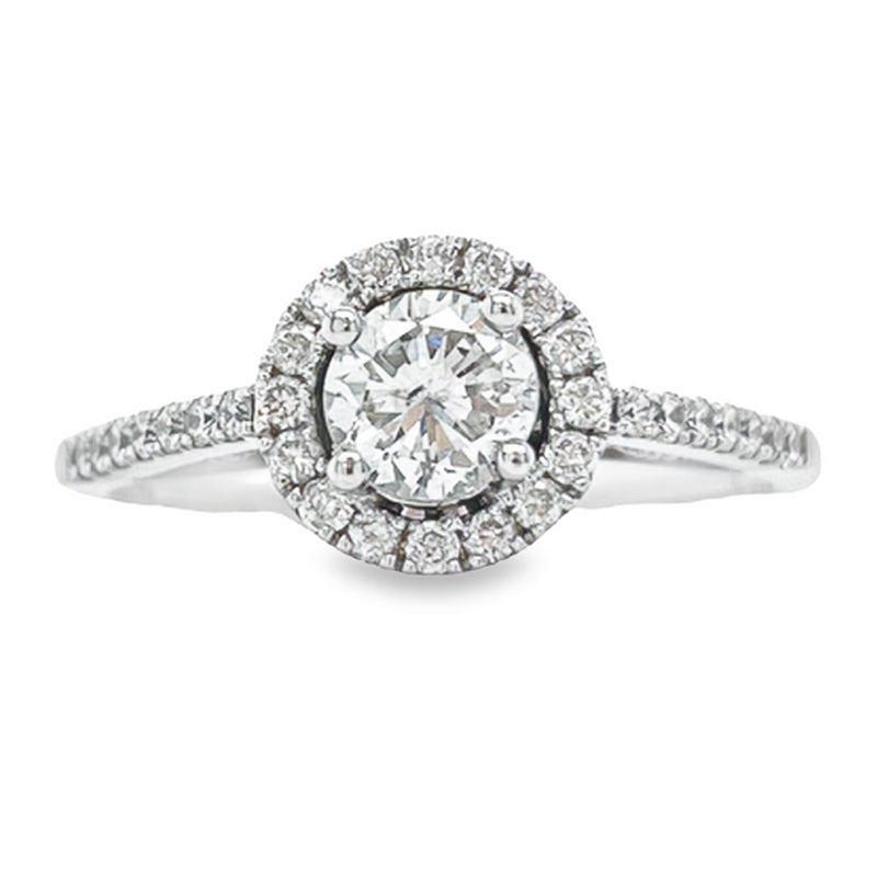 14K White Gold 0.67TDW, 0.42CT Center Diamond Engagement Ring