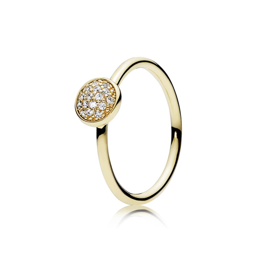 Pandora Ring Dazzling Droplet In 14K Gold With Clear Cubic
