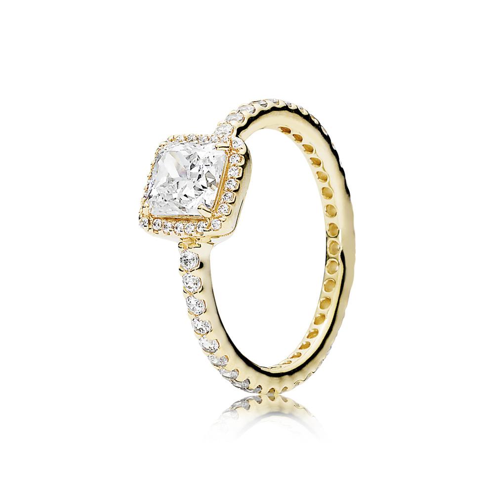 Pandora Ring Timeless Elegance In 14K With Clear Cubic Zirconia