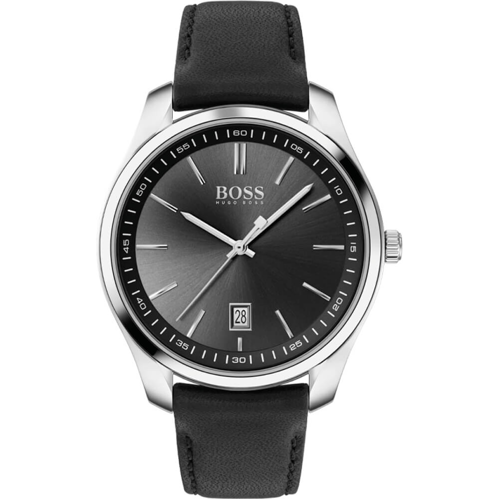 Hugo Boss 1513729 Circuit Black Leather Quartz Men&#39;s Watch