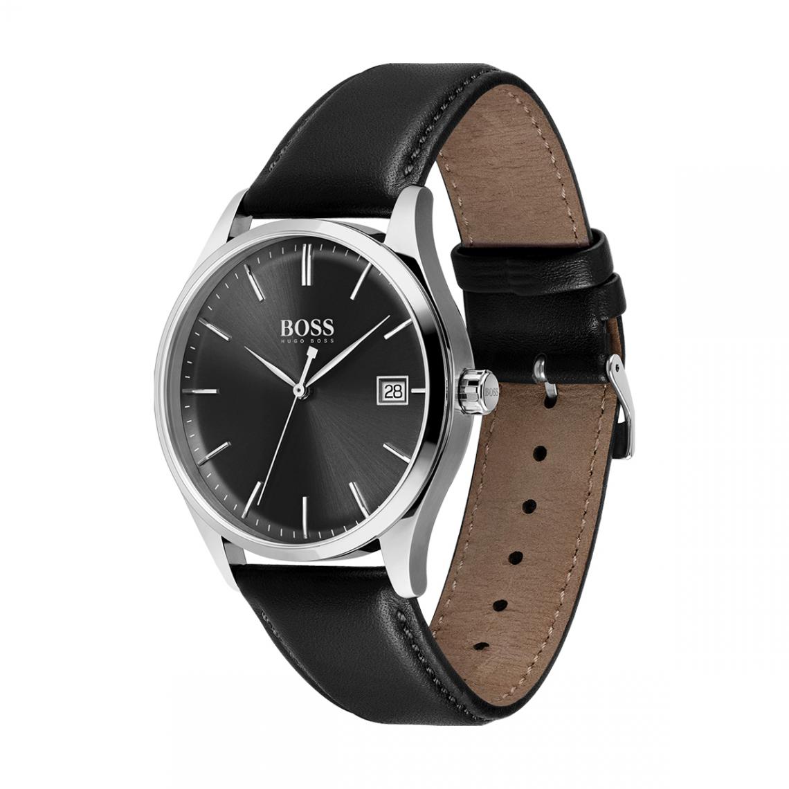 Hugo Boss 1513831 Commissioner Black Leather Quartz Men s Watch Stylessence Fine Jewellery