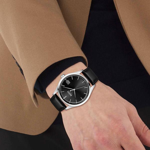 Hugo Boss 1513831 Commissioner Black Leather Quartz Men&#39;s Watch