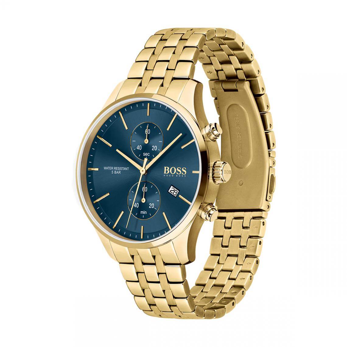Hugo Boss 1513841 Associate Gold Steel Quartz Men&#39;s Chrono Watch