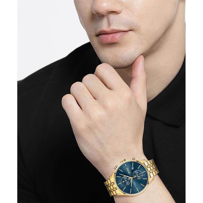 Hugo Boss 1513841 Associate Gold Steel Quartz Men&#39;s Chrono Watch