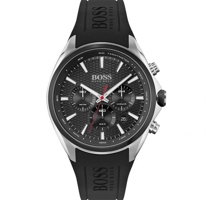 Hugo Boss 1513855 Distinct Black Silicone Quartz Men&#39;s Chrono Watch