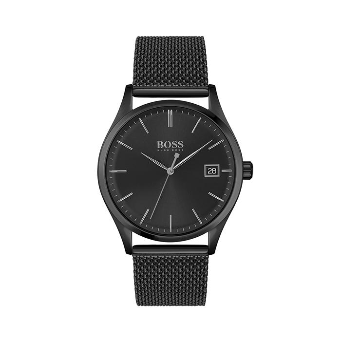 Hugo Boss 1513877 Commissioner Black Plated Dial With Mesh Quartz Men&#39;s Watch